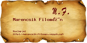 Marencsik Filomén névjegykártya